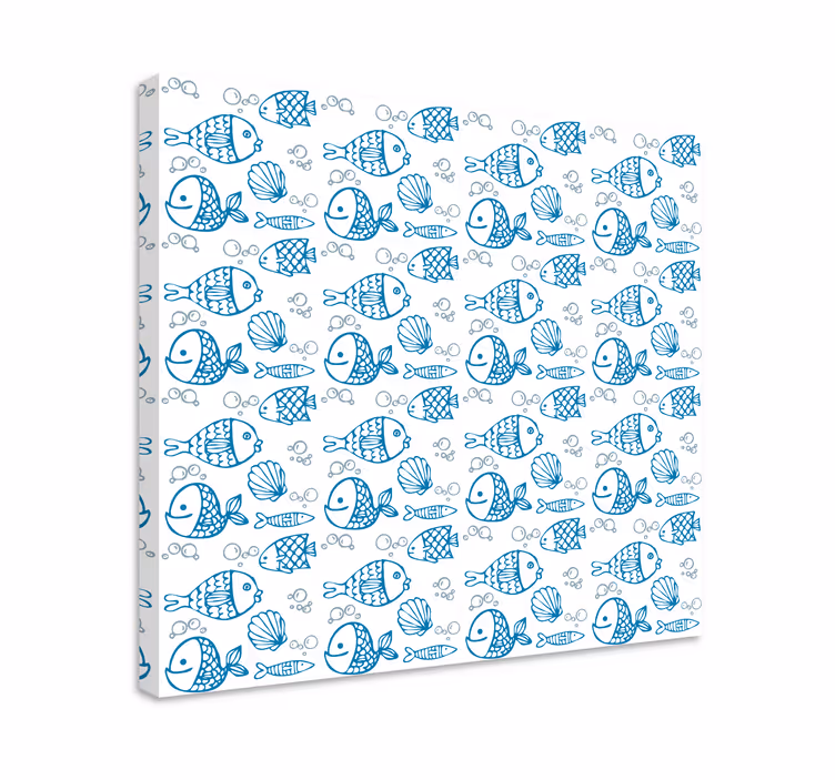 Balık tablo mavi balıklar beyaz arka planda - TenStickers