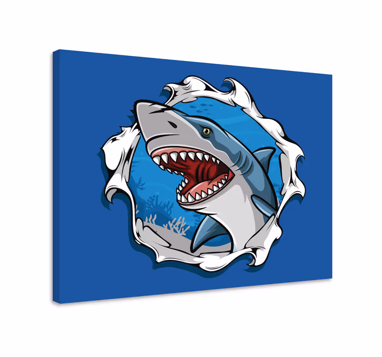 Balık tablo - büyük köpekbalığı 3d - TenStickers