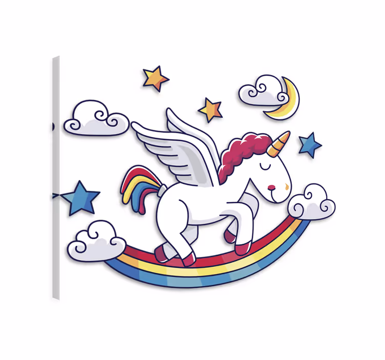 Tek boynuzlu at kanvas tablo - gökkuşağı duvar çıkartması - TenStickers