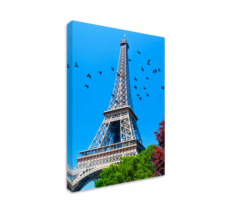 Şehirler ve Ülkeler kanvas tablo eiffel kulesi kuşlar uçuşu - TenStickers