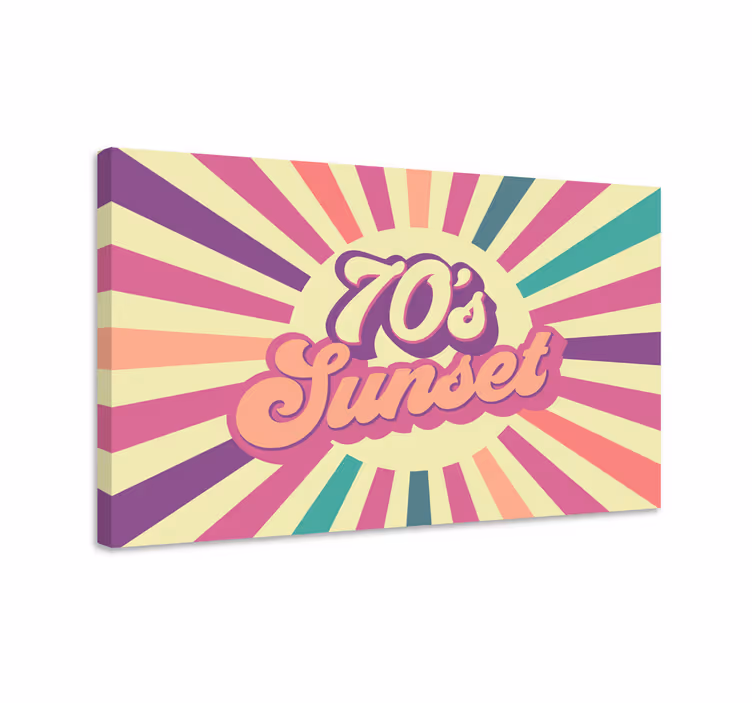 Retro gün batımı grafiği metin içeren kanvas tablo - TenStickers