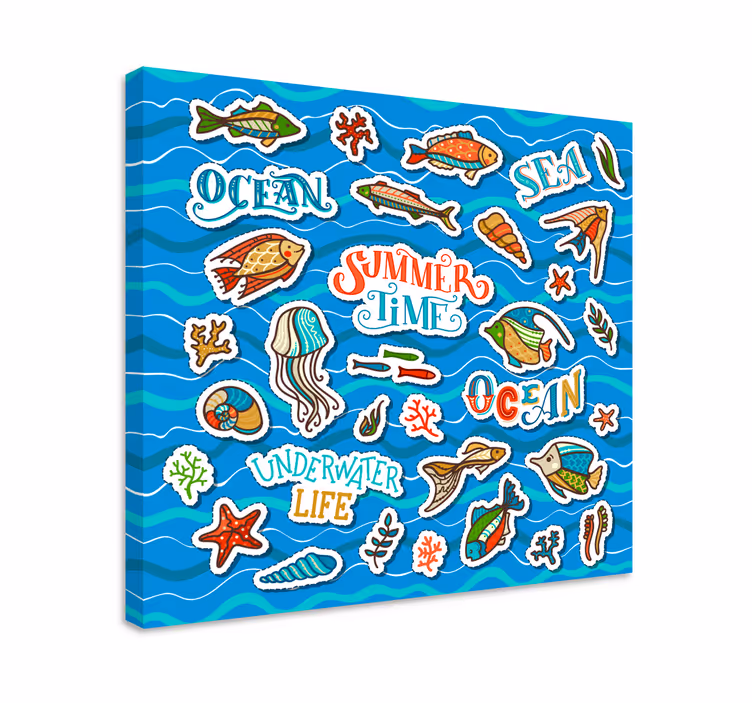 Okyanus sticker kolaj çocuklar tuval - TenStickers