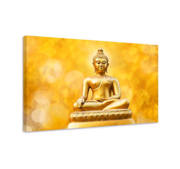 Altın üç parçalı buda duvar sanatı - TenStickers