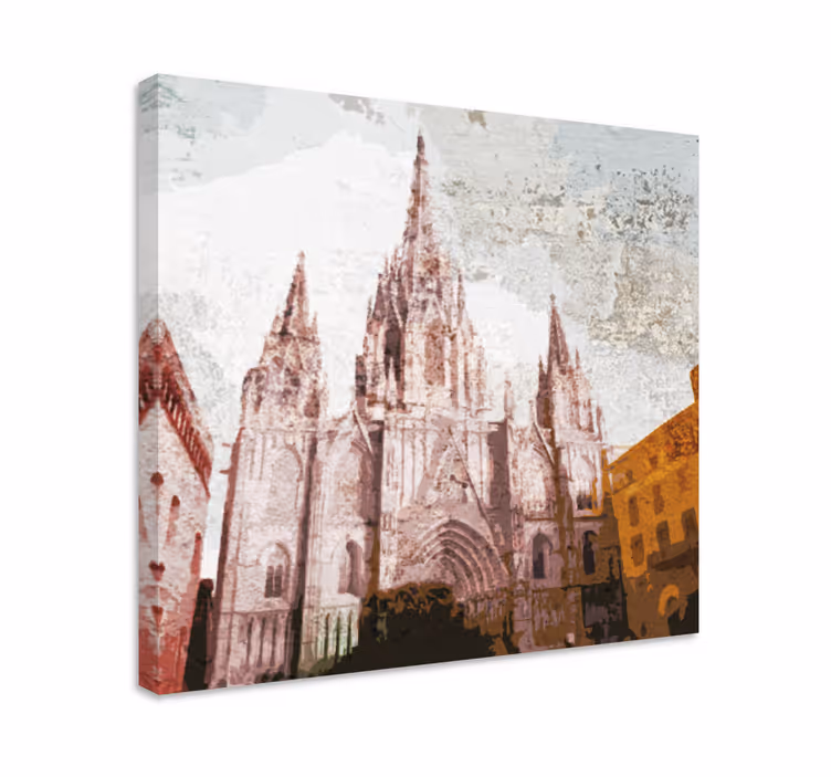 Tuval baskı personas catedral barcelona insanlar - TenStickers