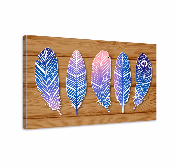 Gökkuşağı tüy tuval duvar sanatı - TenStickers
