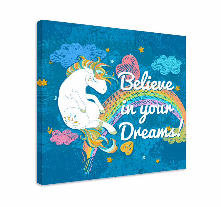 Tek boynuzlu at çok renkli frase unicorn duvar baskı - TenStickers
