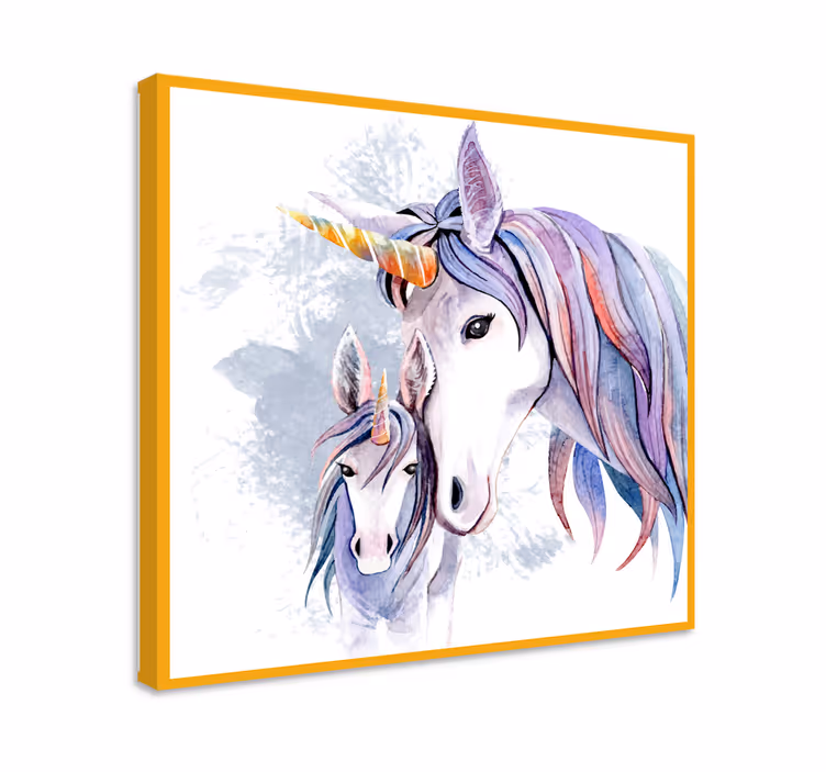 Anne ve kızı unicorn duvar baskı - TenStickers