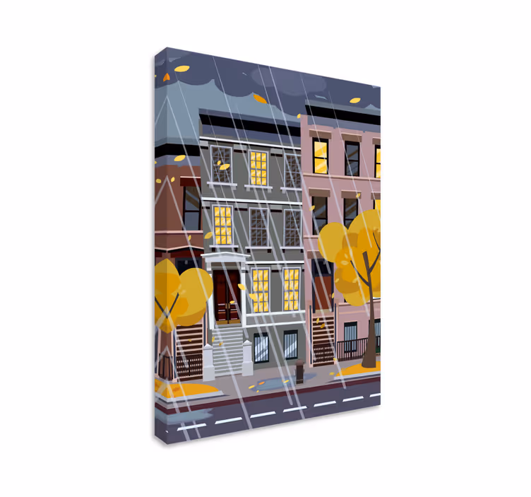 New york yağmur tuval sanat baskıları - TenStickers