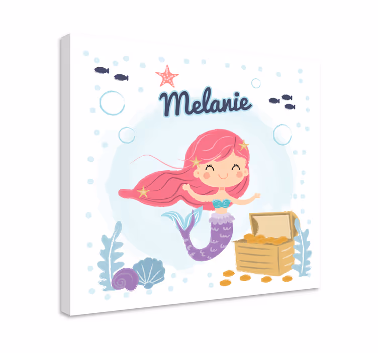 Bebe de sirena con nombre kreş tuval - TenStickers