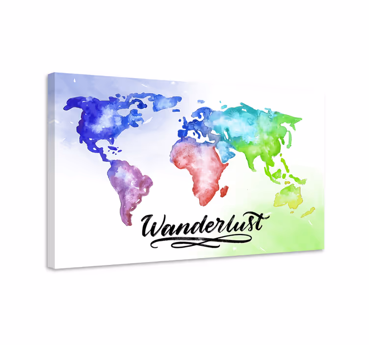 Wanderlust ana yatak odası için tuval duvar sanatı - TenStickers