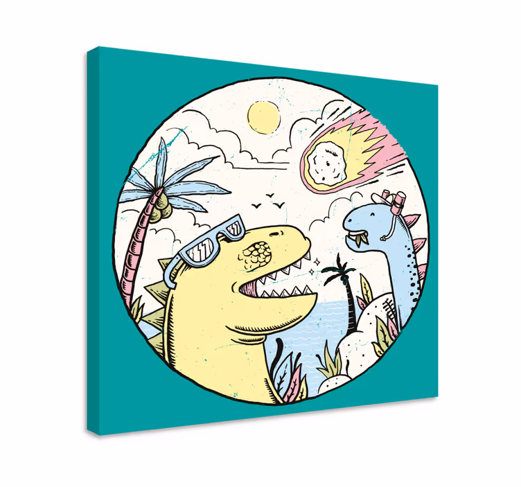 Göktaşı düşen dinozorlar kanvas baskılar - TenStickers