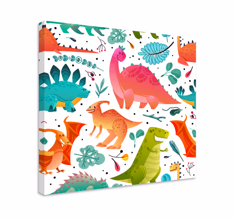 çocuklar için mutlu dinozorlar kanvas baskılar - TenStickers