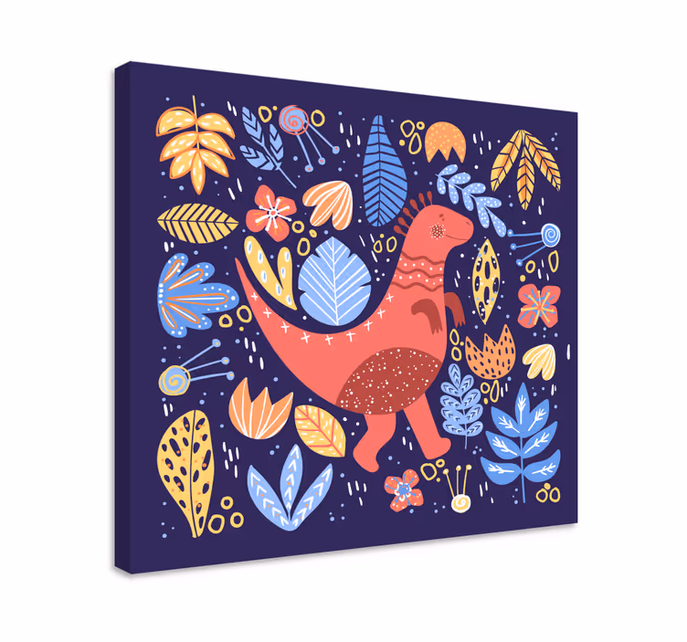 Dinozor kanvas tablo eğlenceli dinozor İllüstrasyonu - TenStickers