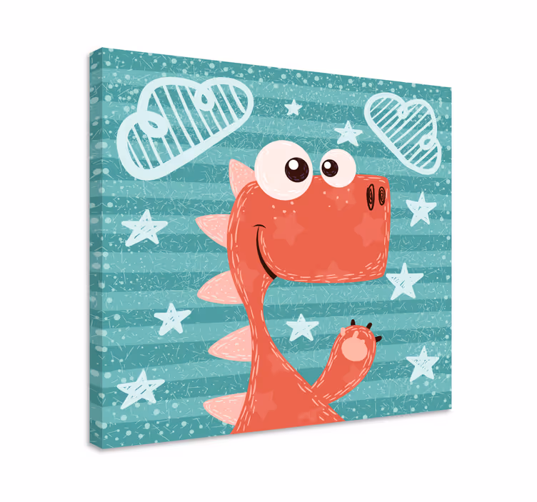 çocuklar için mutlu karikatür dinozorlar kanvas baskılar - TenStickers