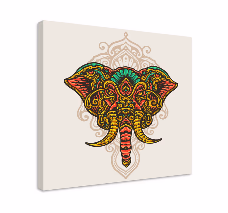 çok renkli hint mandala fil tuvali - TenStickers
