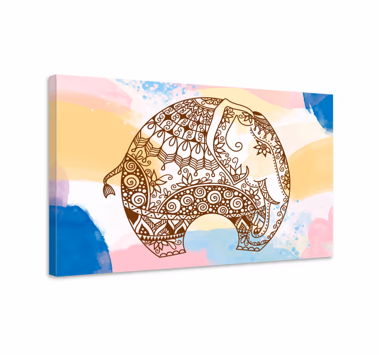 çok renkli çiçek mandala filler tuval - TenStickers