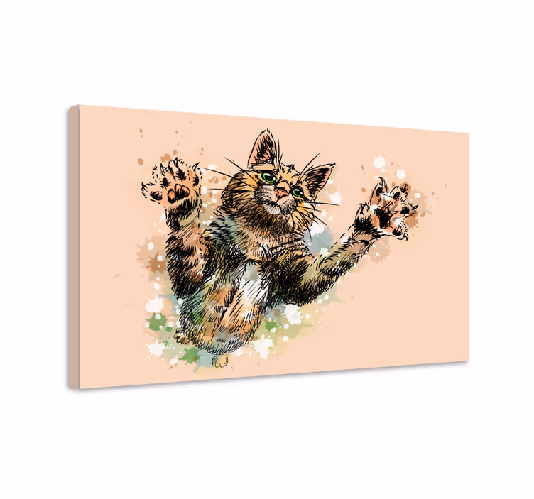 Sevimli boyalı kedi tuval baskı - TenStickers