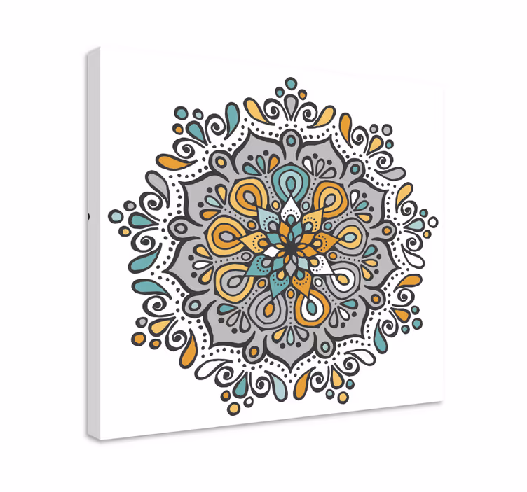çiçek tuval duvar sanatı ile renkli mandala - TenStickers