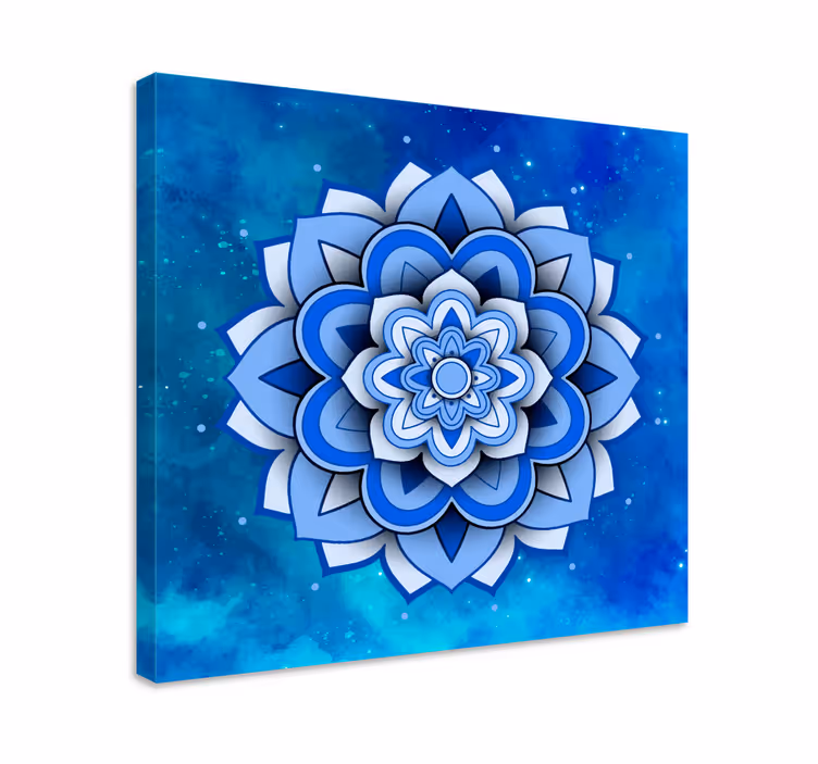 Mandala çiçek mavi mandala tuval duvar sanatı - TenStickers