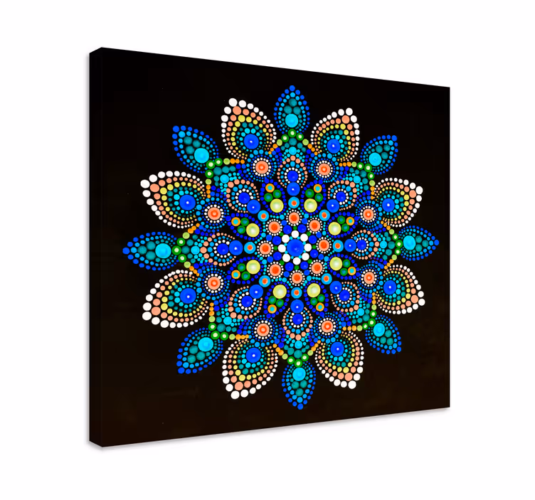 Mandala renkli noktalar mandala tuval duvar sanatı - TenStickers