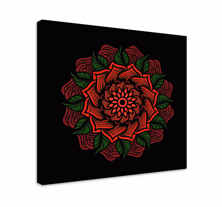 Gül temalı mandala tuval duvar sanatı - TenStickers