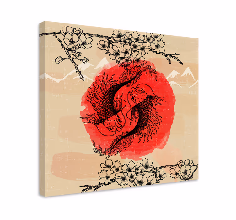 Ying yang balıkları balık tuvali - TenStickers