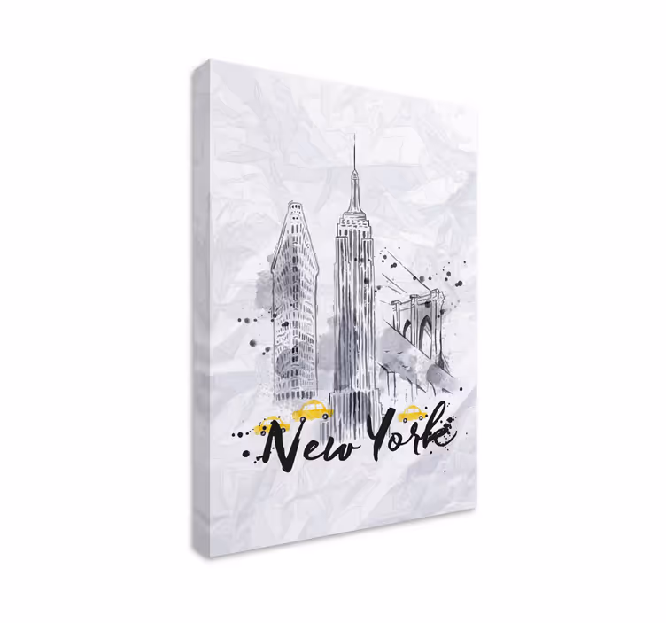 New york silüeti çizimi şehirler ve ülkeler kanvas tablo - TenStickers