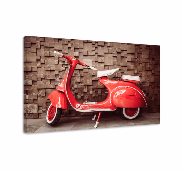 Kırmızı motosiklet retro tuval sanatı - TenStickers