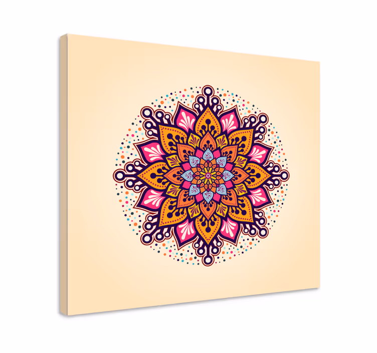 Gökkuşağı bej mandala tuval duvar sanatı - TenStickers