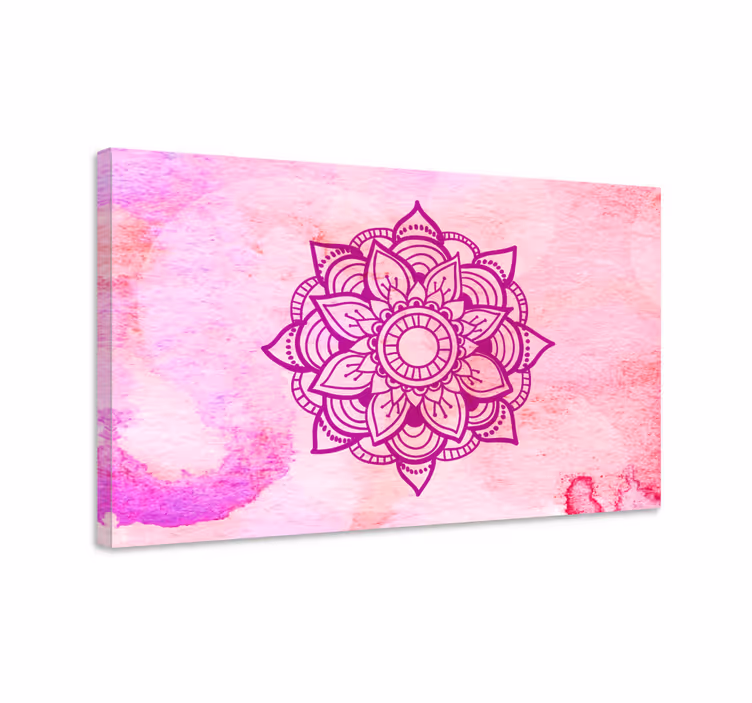 Pembe suluboya mandala tuval duvar sanatı - TenStickers