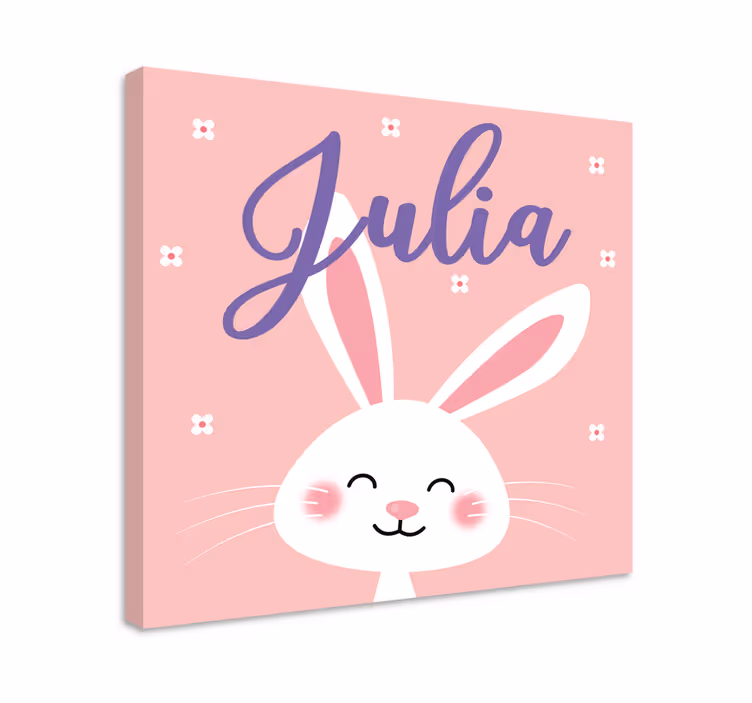 Tavşan kreş tuval ile pembe arka plan - TenStickers
