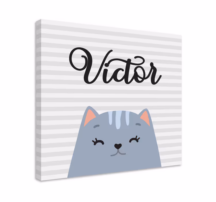 özel ad kreş tuval ile karikatür kedi - TenStickers