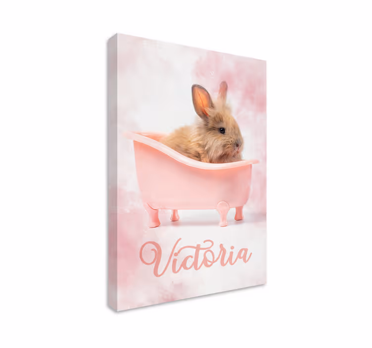 Banyo bebek tavşan kreş tuval - TenStickers