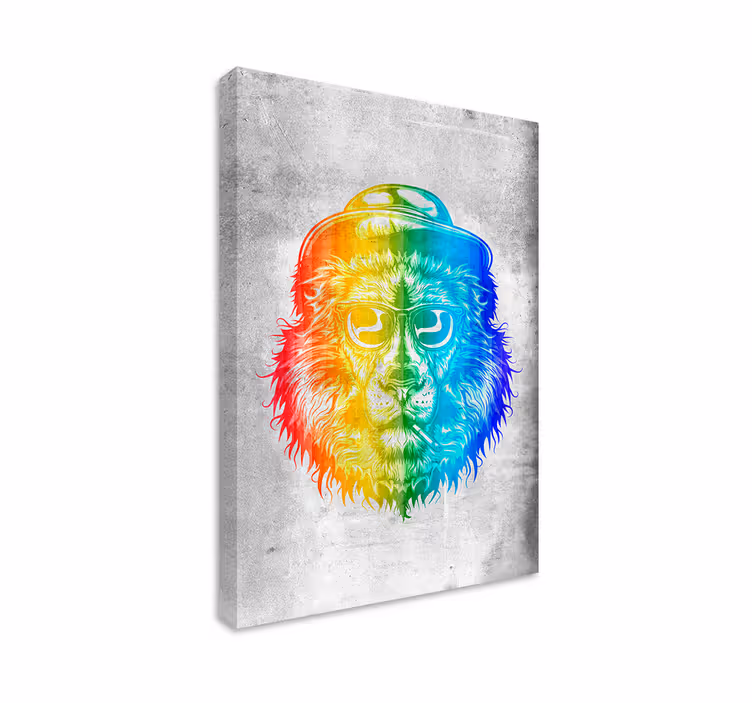 Gökkuşağı renkleri ile aslan genç kanvas baskılar - TenStickers