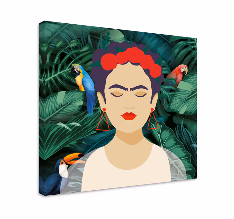 Frida ve hayvanlar karakter kanvas baskılar - TenStickers