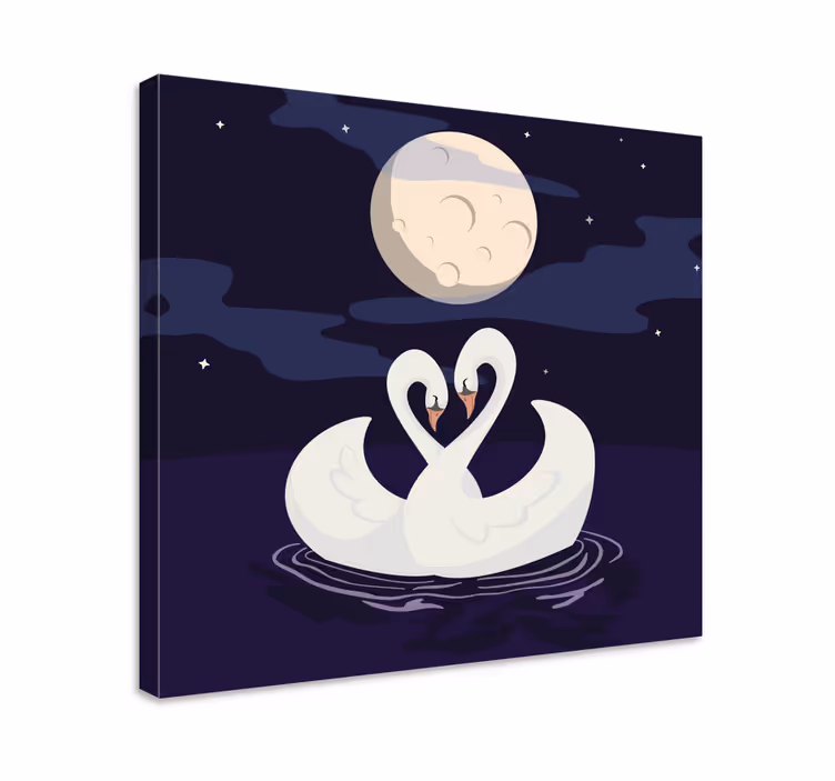 Sevimli kuğular kuş tuval sanatı - TenStickers
