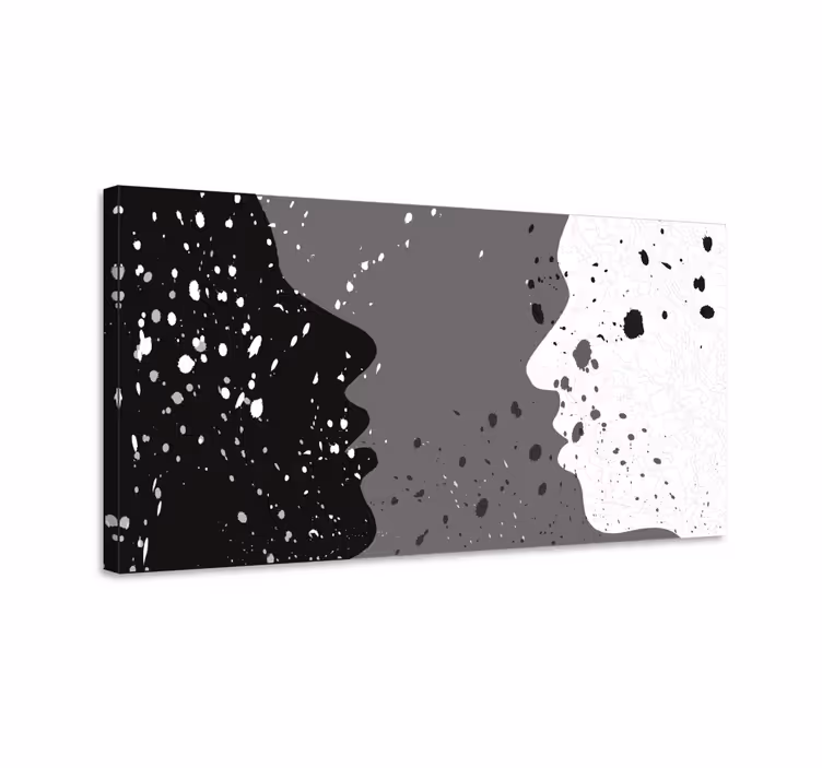Beyaz ve koyu yarım yüz insanlar kanvas tablo - TenStickers