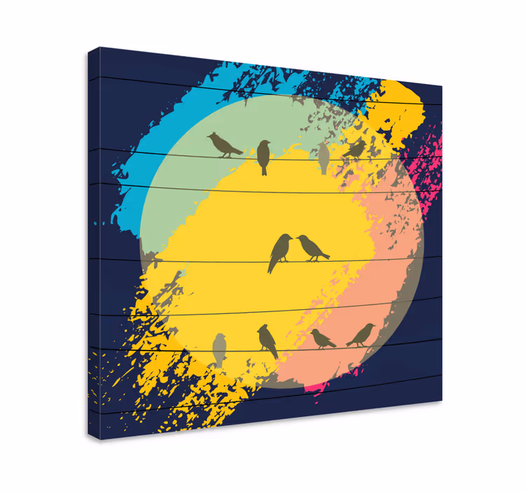 Retro daire silüetler kuş tablo - TenStickers