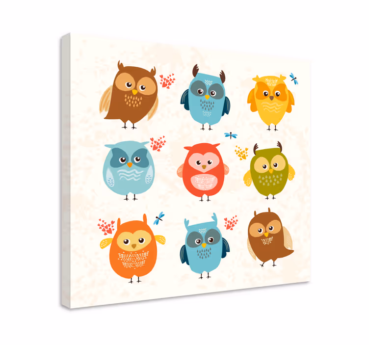 Bebek baykuş desen kuş tuval sanat - TenStickers