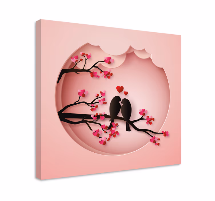 Modern kuşlar kuş öpüşme tuval sanat - TenStickers