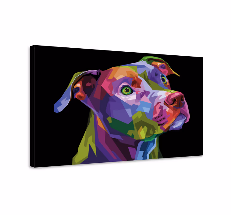 çok renkli modern pitbull köpek kanvas baskılar - TenStickers