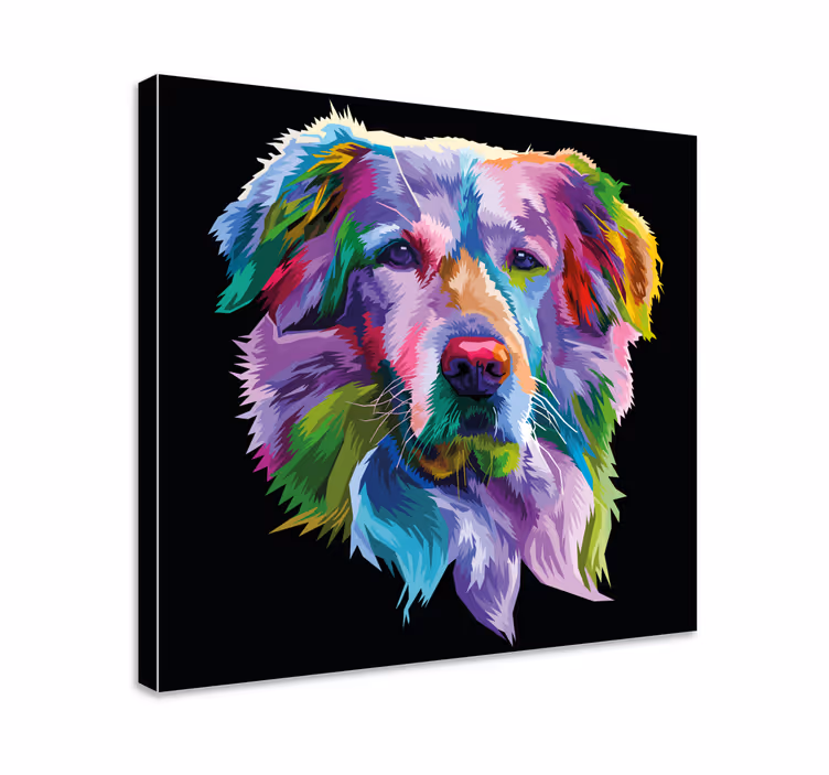 Renkli evcil hayvan yüzü köpek kanvas baskılar - TenStickers