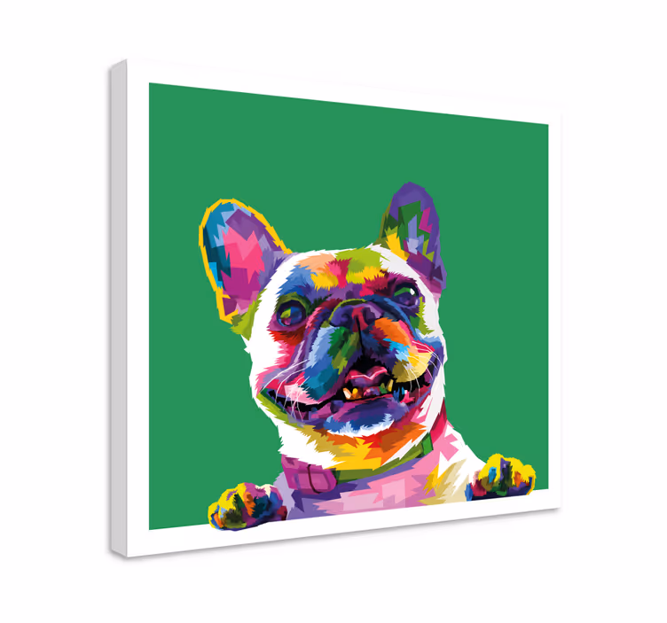 Fransız bulldog gökkuşağı köpek kanvas baskılar - TenStickers