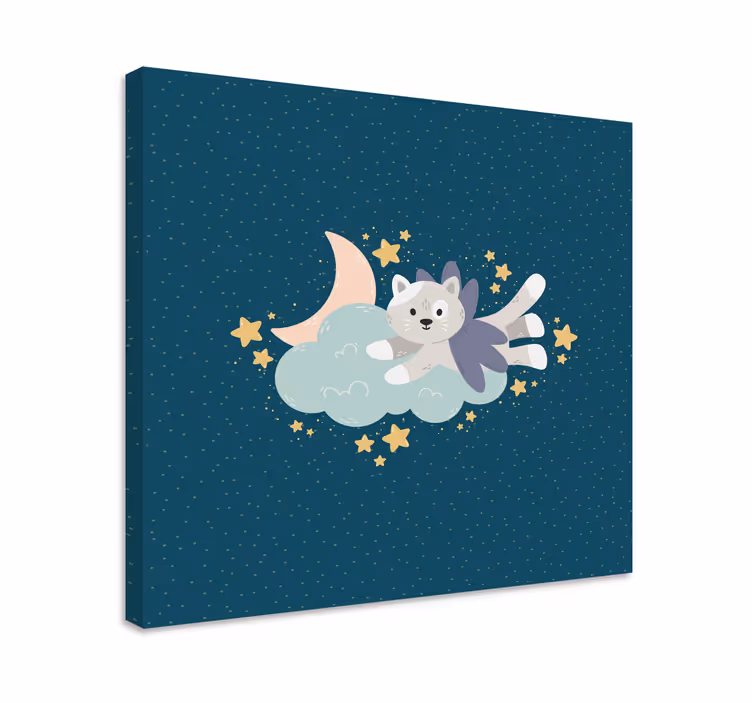 Kediler kanvas tablo uçan kedi rüyası - TenStickers