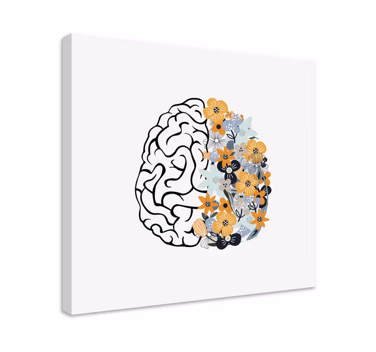 çiçek beyin soyut tuval duvar sanatı - TenStickers