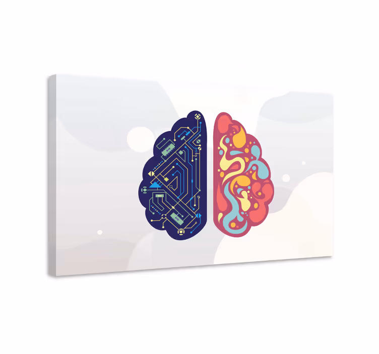 Teknoloji beyin soyut tuval duvar sanatı - TenStickers