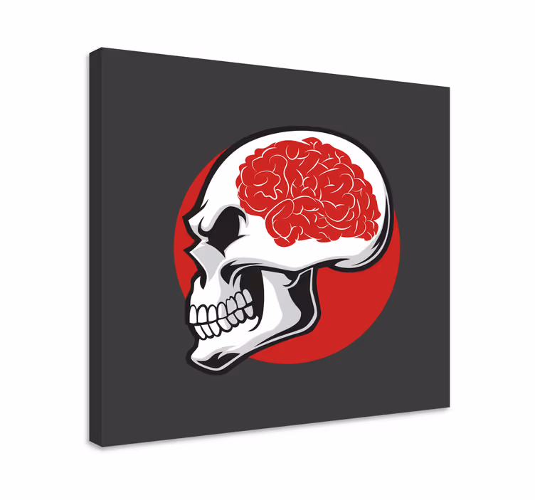 Beyin modern tuval duvar sanatı ile kırmızı kafatası - TenStickers