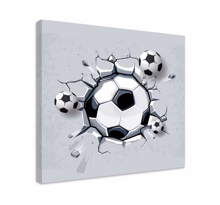 3 boyutlu futbol topları kanvas baskılar - TenStickers