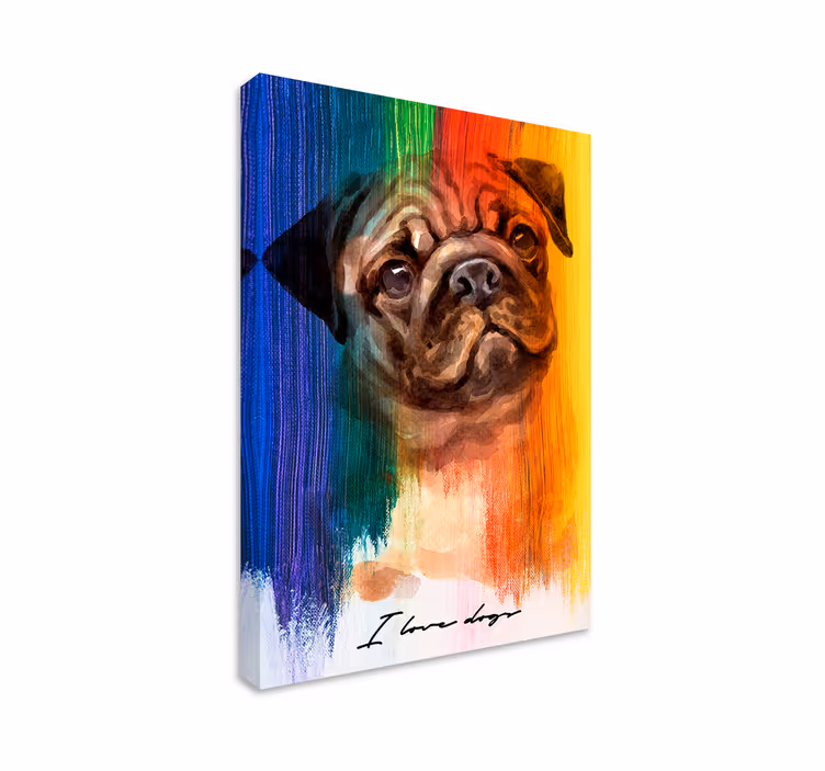Gökkuşağı pug köpek kanvas baskılar - TenStickers