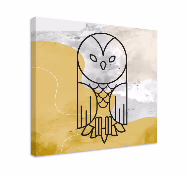 Geometrik soyut baykuş kuş tuval sanatı - TenStickers